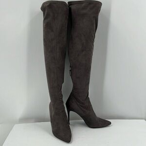 Steve Madden Gray Devine Over the Knee Thigh High Stiletto Faux Suede Boots 9.5